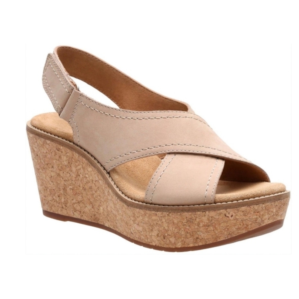 Clarks Artisan Leather Aisley Tulip Wedge Sandals